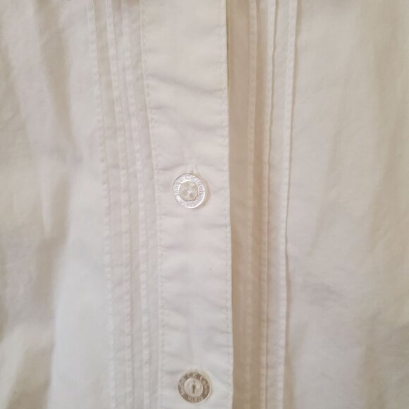 Calvin Klein Vintage White Cotton Blouse Unique Lace Up Cuffs Size XL - Picture 5 of 6